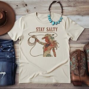 Stay Salty Cowgirl Tee Western Graphic Shirt Country Rodeo Boho Top
